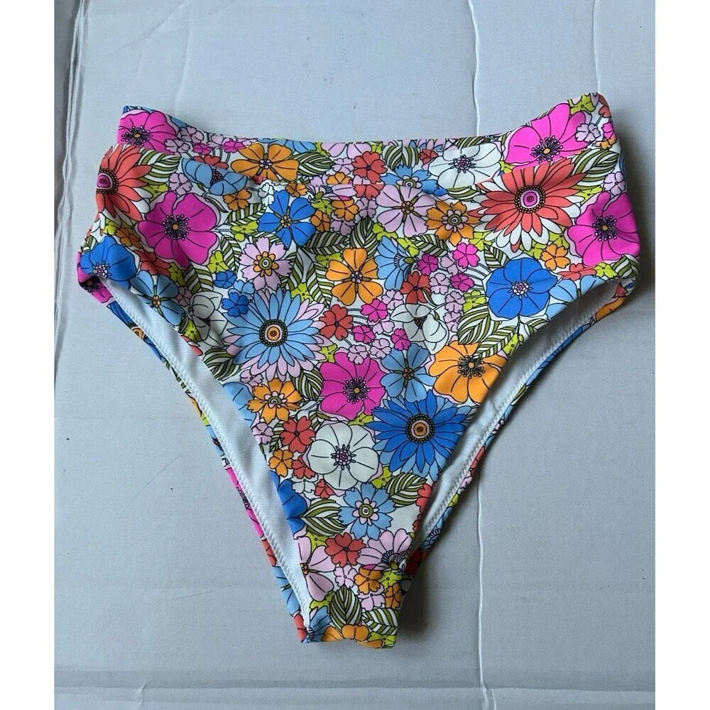 Raisins high waisted bikini bottom floral print size Small